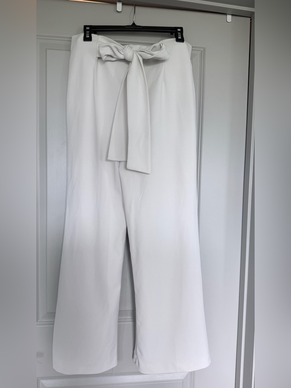 Nicole Miller White Wide-Leg Tie-Waist Pants